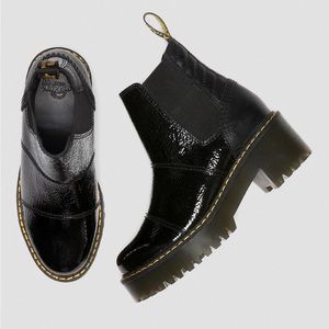 Dr. Martens Rosalie patent Chelsea boots